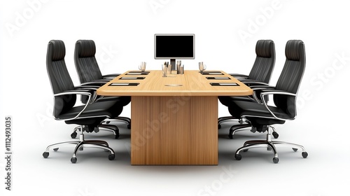 Functional Boardroom With Modular Components and Central Digital Display