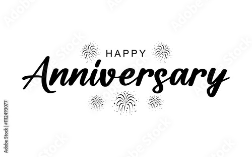 Happy Anniversary Calligraphic lettering design for greeting card