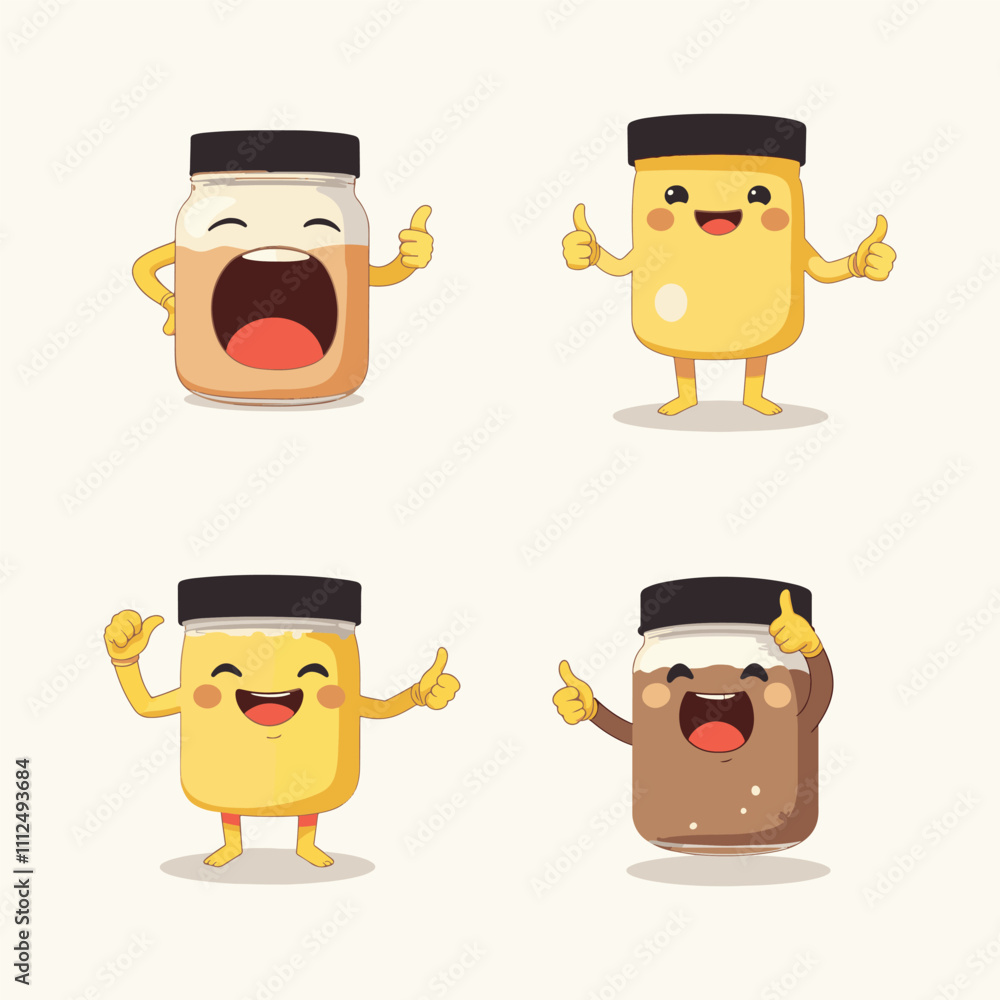 Fototapeta premium Mayo jar giving a thumbs up vector set 