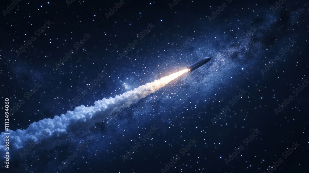 Naklejka premium Launching a rocket at a space base, using a sky background.