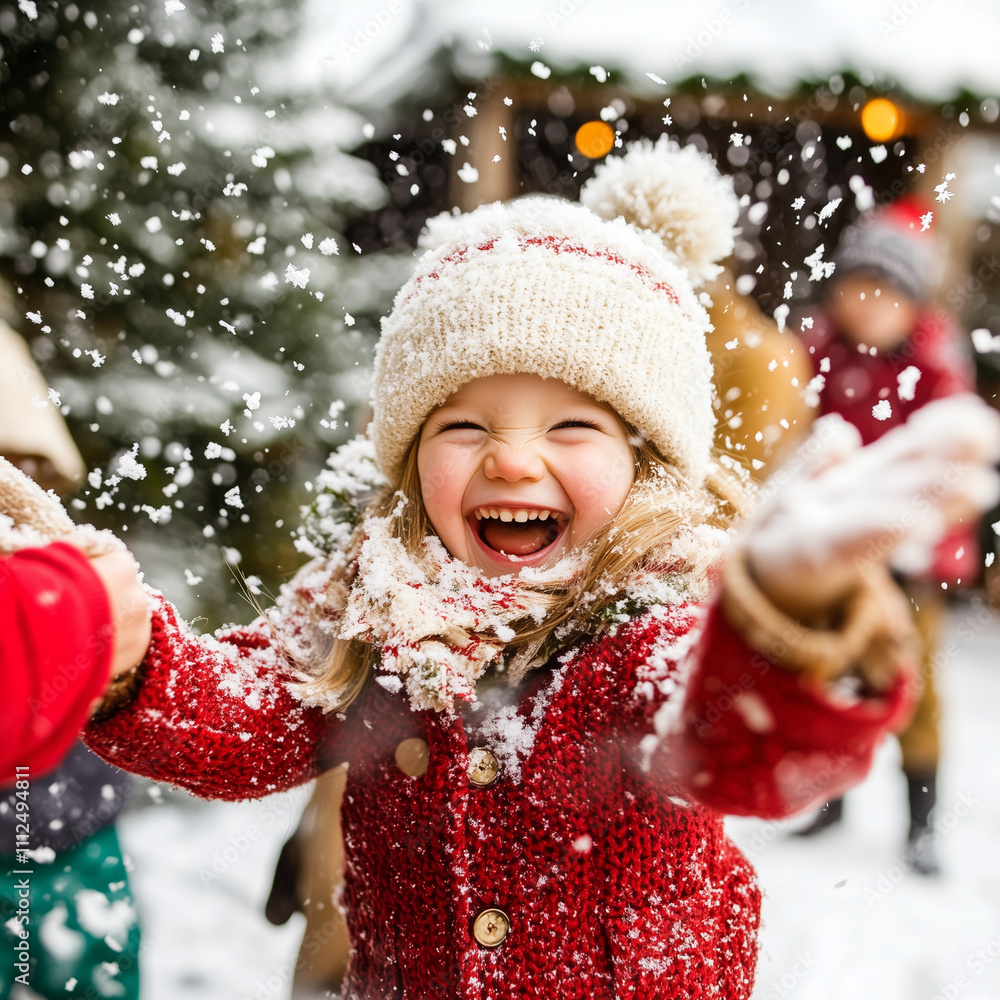 A joyful family explores a snowy tree farm, selecting and cutting their Christmas tree. Laughter fills the air as snowflakes fall, surrounded by festive decorations, evergreens, and a cozy cabin in th A joyful family explores a snowy tree farm, selecting and cutting their Christmas tree. Laughter fills the air as snowflakes fall, surrounded by festive decorations, evergreens, and a cozy cabin in th