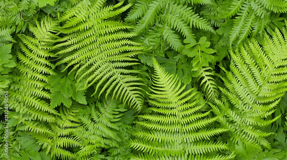 Obraz premium Lush Green Ferns Creating a Serene Natural Environment