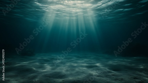 Sunbeams Illuminate Deep Ocean Floor Scene