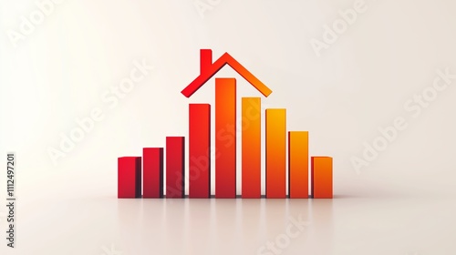 Graph and House Icon for Real Estate Growth Concept