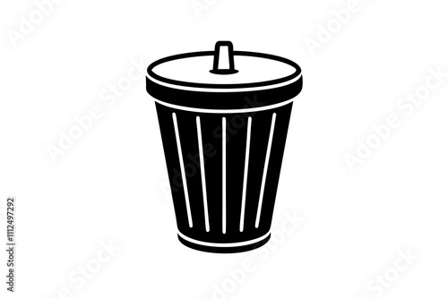 Trash can | isolated vector silhouette illustration on white background