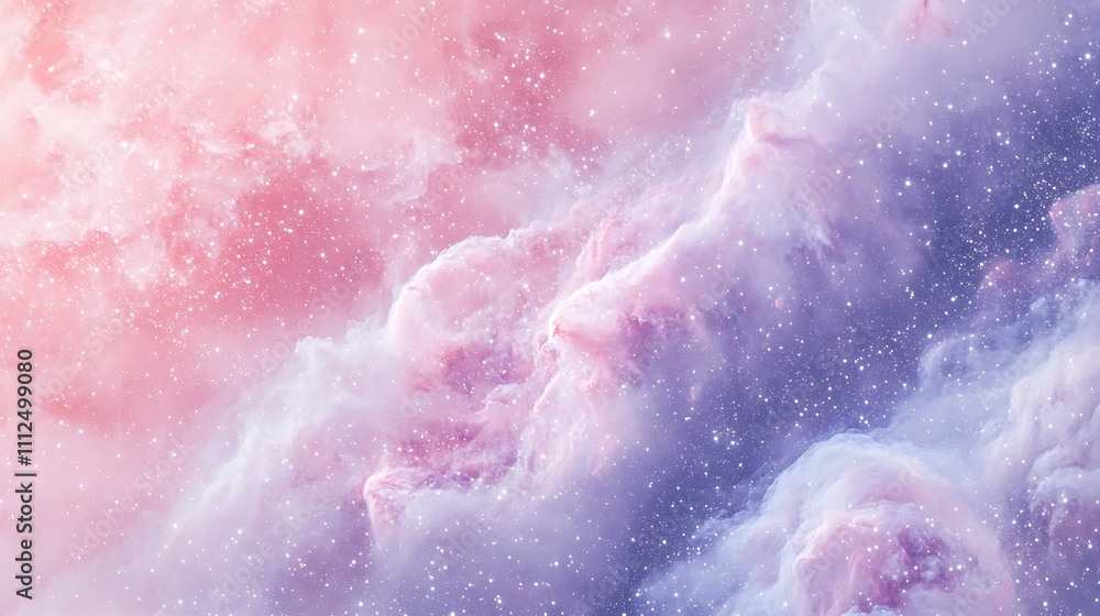 Obraz premium A serene nebula with soft pastel hues of pink and lavender against a backdrop of stars