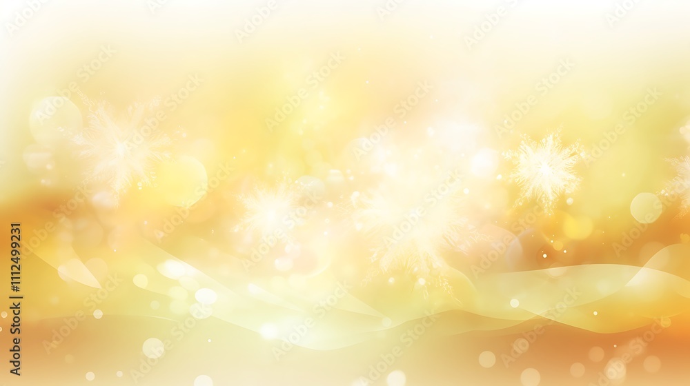 Golden Abstract Background With Sparkling Snowflakes Golden Abstract Background With Sparkling Snowflakes