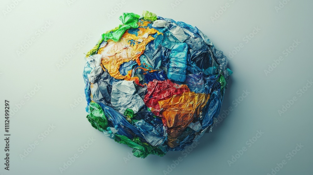 Earth Made of Plastic Waste Symbolizing Pollution Earth Made of Plastic Waste Symbolizing Pollution