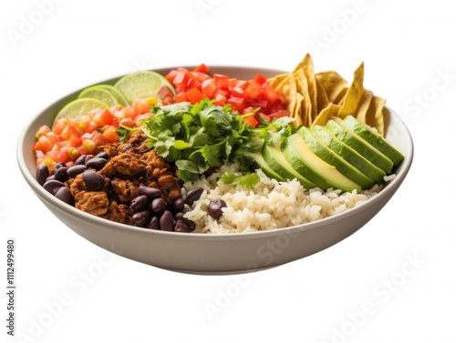 Delicious Mexican Rice Bowl Avocado, Black Beans, and Cilantro