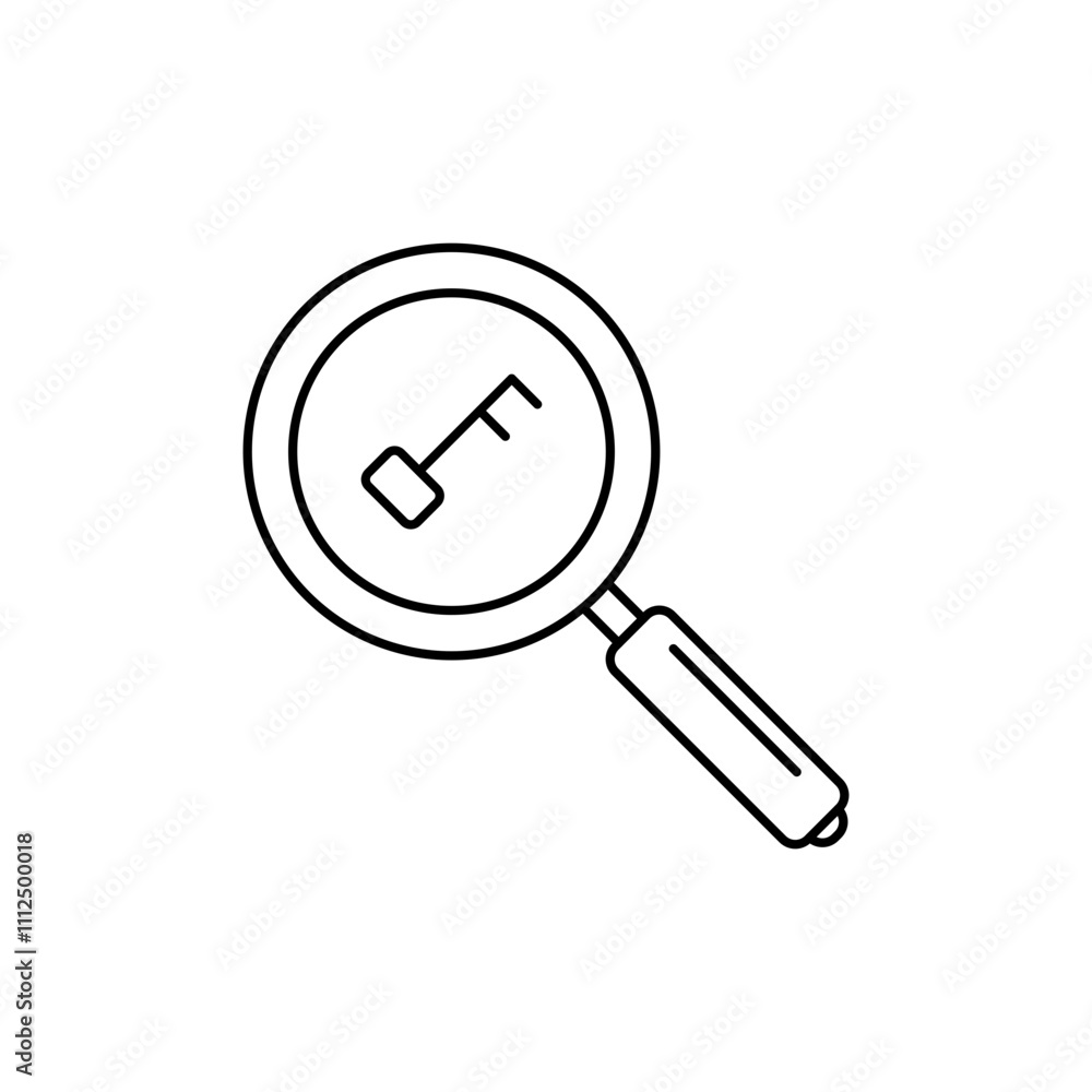 Minimalist keyword search icon outline with magnifying glass Minimalist keyword search icon outline with magnifying glass
