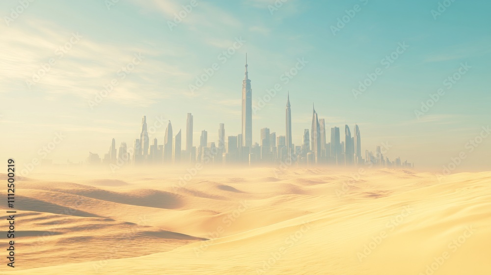 A dramatic desert scene with the Saudi Arabian city skyline, perfect for a game background. A dramatic desert scene with the Saudi Arabian city skyline, perfect for a game background.