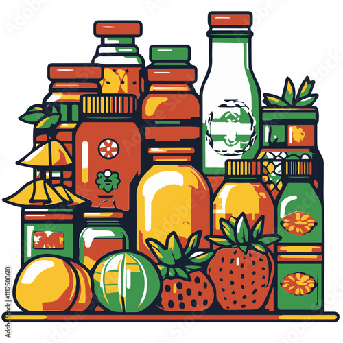 Global marketplace showcasing products from different cultures