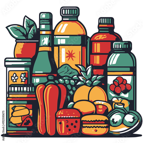 Global marketplace showcasing products from different cultures