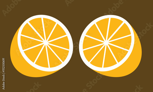 two orange cut illustration design