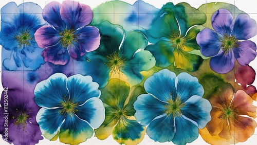 Wallpaper Mural Vibrant Watercolor Flower Art Print with Bold Colors on Canvas Torontodigital.ca