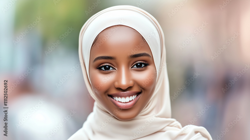 Happy Arab woman in a stylish hijab, beaming with joy, an inspiring representation of strength, individuality, and cultural pride with modern grace and traditional elegance Happy Arab woman in a stylish hijab, beaming with joy, an inspiring representation of strength, individuality, and cultural pride with modern grace and traditional elegance