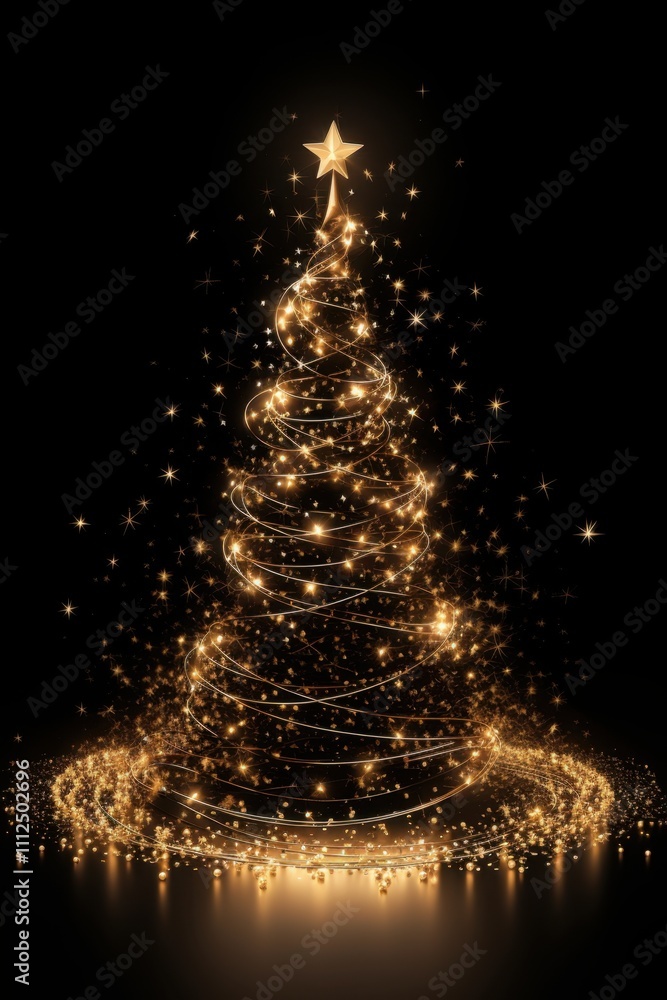 Sparkling tree decoration on dark background Sparkling tree decoration on dark background