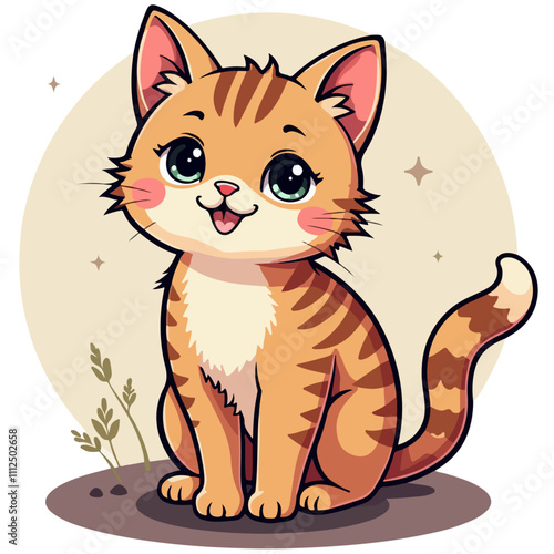 vector illustration of a cute ginger kitten
