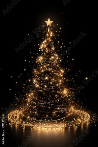 Sparkling tree decoration on dark background