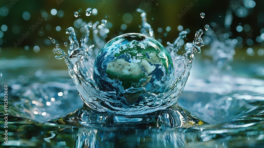 Globe Splashing into Water Globe Splashing into Water