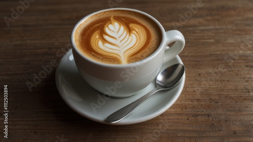 a cup of coffee with a white cappuccino on top.