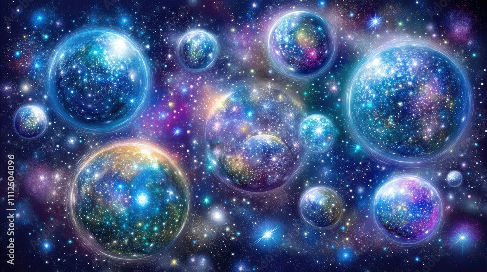 Digital spheres and prisms floating through a neon space, combining futuristic 2D and 3D visuals. Digital spheres and prisms floating through a neon space, combining futuristic 2D and 3D visuals.