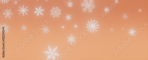 Snowflakes Falling on a Warm Orange Background