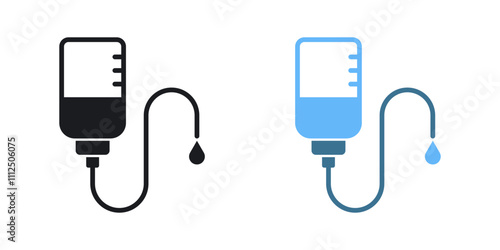 IV drip icon set in black and colored versions.