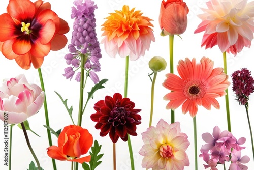 A collection of bright and colorful flowers arranged in a decorative vase