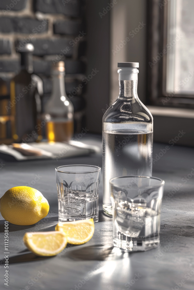 Russian vodka with snacks Generative AI Russian vodka with snacks Generative AI