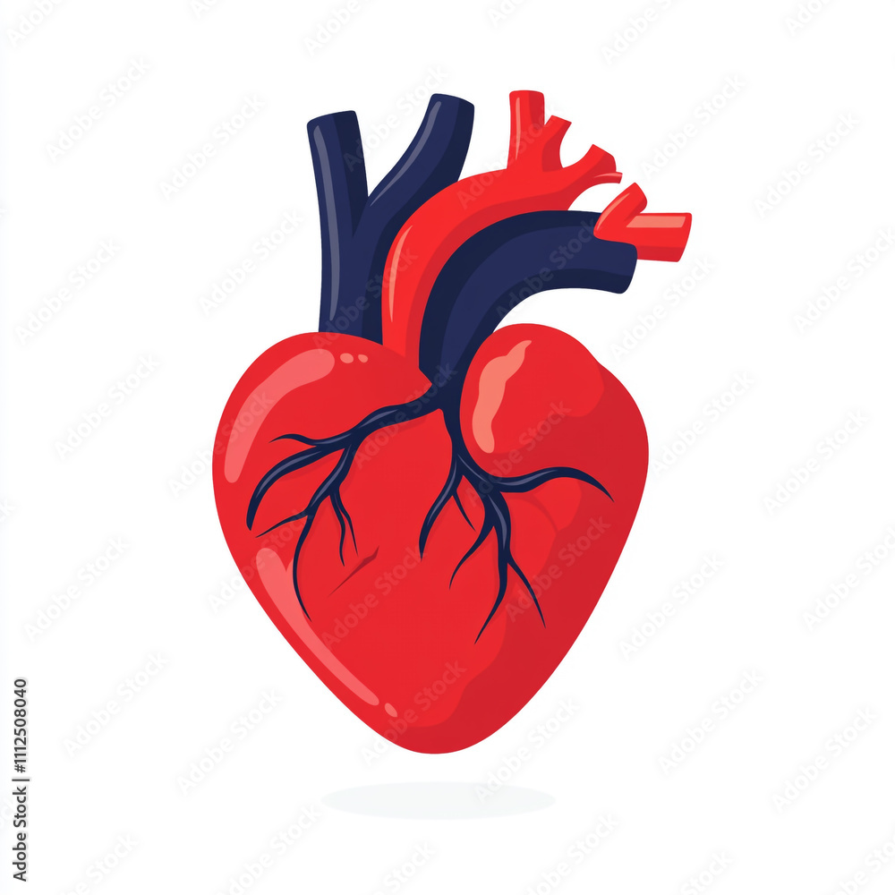 A heart with its two main arteries, the aorta and the pulmonary artery, visible. A heart with its two main arteries, the aorta and the pulmonary artery, visible.