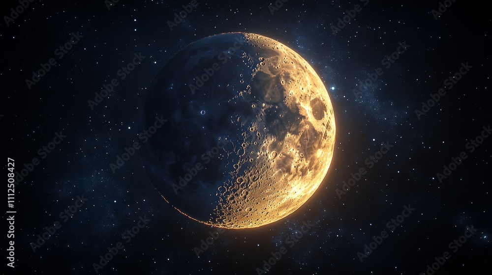 Obraz premium A crescent moon on a clear night