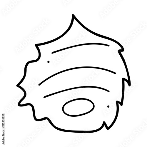 One seashell in black and white. Doodles clip art for your projects.