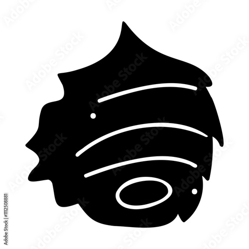 One seashell in black and white colors. Doodles clip art for your projects.