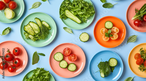 tomato and salad, vegetables on a plate, tomato and cucumber