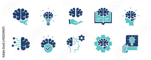 collection of brain icon set brainstorm mind thinking intelligence cognition vector business education genius creative idea symbol illustration