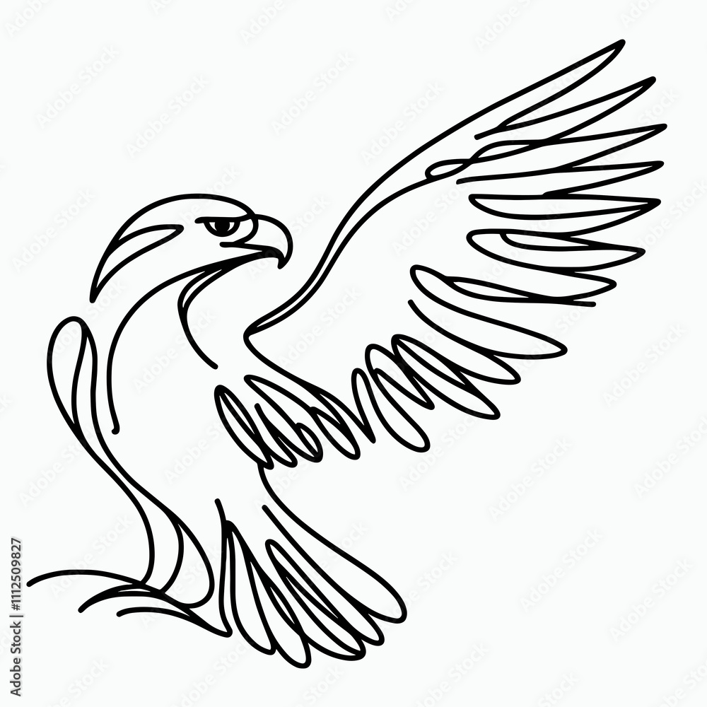 Eagle with spread wings in a single-line drawing style, AI Generation Eagle with spread wings in a single-line drawing style, AI Generation