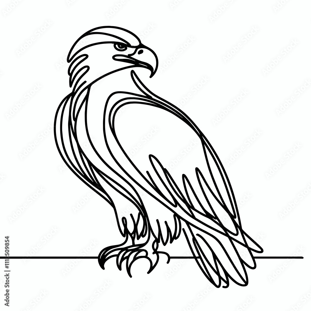 Obraz premium Full silhouette of an eagle in elegant line art, AI Generation