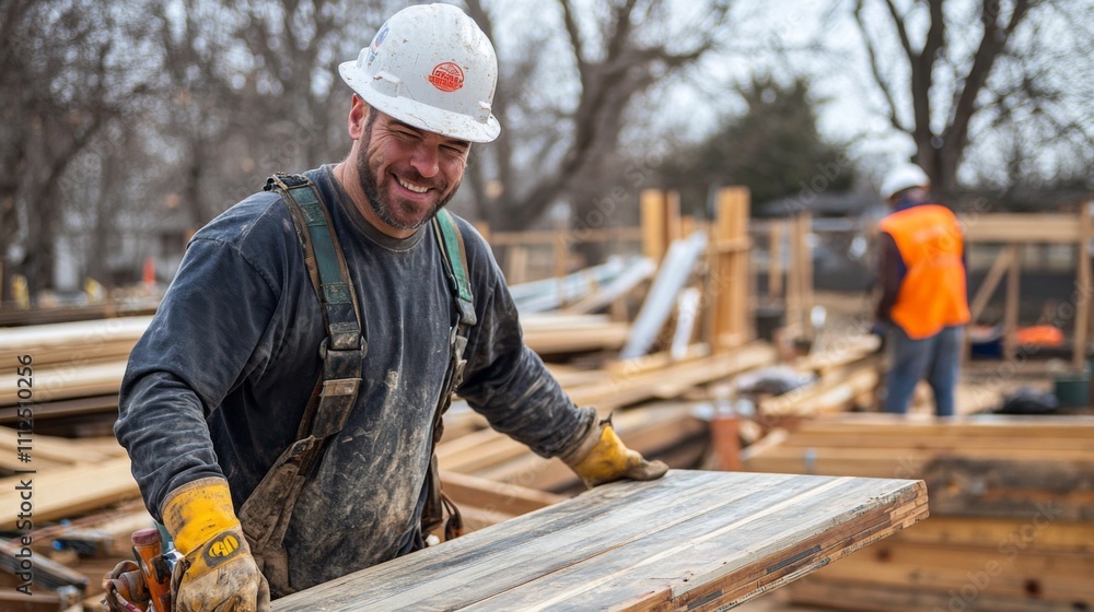 Dedicated Construction Worker on Building Site Dedicated Construction Worker on Building Site