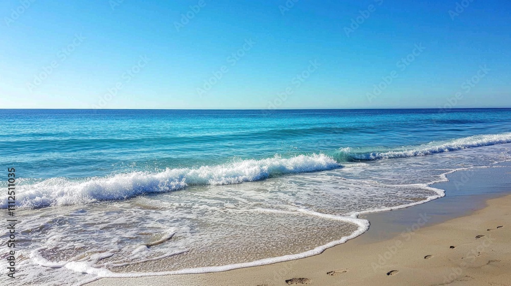 A calm, deep blue sea with gentle waves under a clear sky, stretching to the horizon A calm, deep blue sea with gentle waves under a clear sky, stretching to the horizon