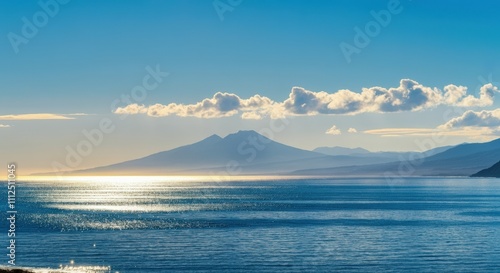 Serene Ocean View with Mountain Silhouette