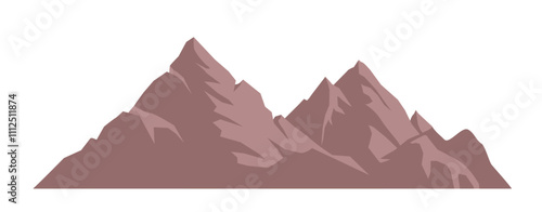 Beautiful mountains concept. Brown cliffs and peaks. Part of beautiful natural panorama and landscape. Graphic element for website. Flat vector illustration