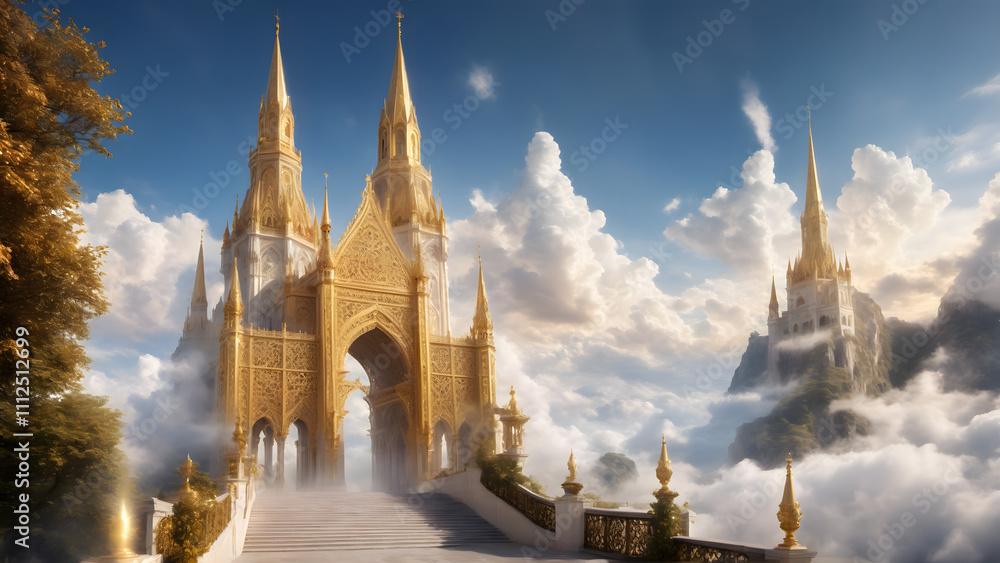 Obraz premium golden city of paradise created using AI Generative Technology