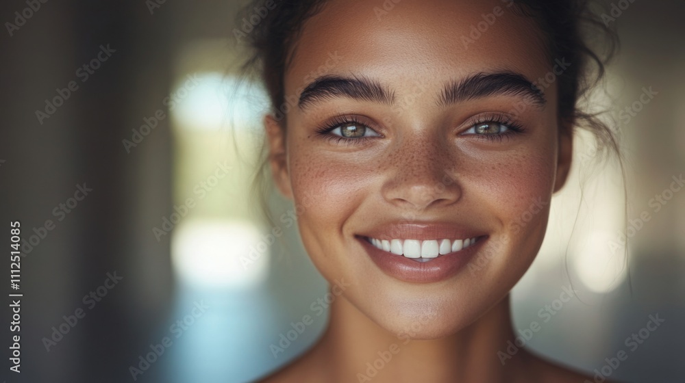 Radiant Woman's Smile: A Stunning Close-Up Portrait Radiant Woman's Smile: A Stunning Close-Up Portrait