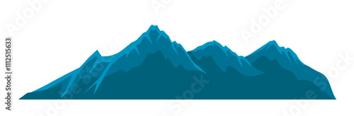 Beautiful mountains concept. Blue cliffs and peaks. Part of beautiful natural panorama and landscape. Graphic element for website. Flat vector illustration