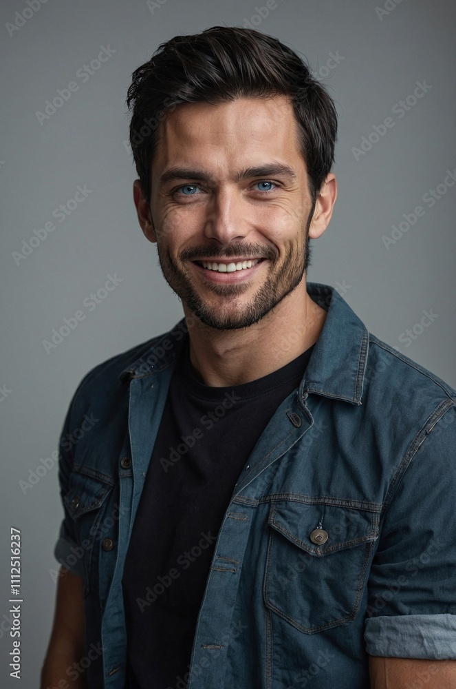 Charming portrait of a smiling man with dark hair