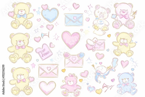 Cute Cartoon Bears and Hearts Design for Kids' Creative Projects