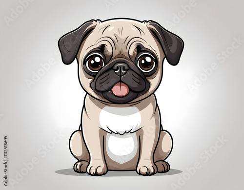 Cartoon pug puppy sitting