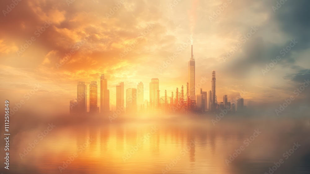 Futuristic Oil Refinery with Robotic Systems at Sunset Reflecting Innovation Futuristic Oil Refinery with Robotic Systems at Sunset Reflecting Innovation