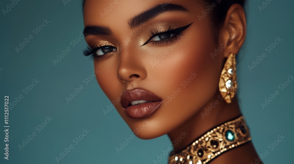 Stunning Woman with Exquisite Makeup and Jewelry Stunning Woman with Exquisite Makeup and Jewelry